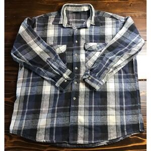 Ozark Wilderness Outfitters Shirt, Men's XL, Blue Black White, Plaid, Flannel